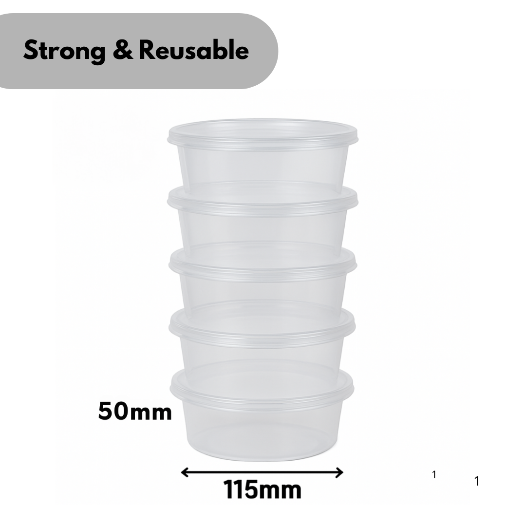 Microwave containers with lids Transparent 350ML ROUND - 50 pieces