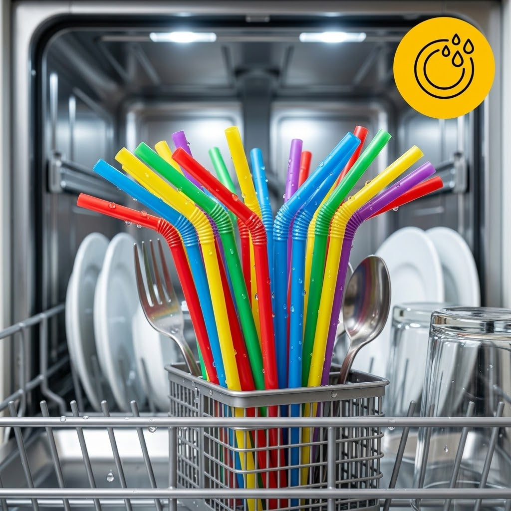 500x Plastsugerør - genanvendeligt sugerør multicolor - bøjekant 5x230mm - genanvendelig (europæisk standard EN12875-1 certificeret)
