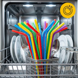 500x Plastsugerør - genanvendeligt sugerør multicolor - bøjekant 5x230mm - genanvendelig (europæisk standard EN12875-1 certificeret)