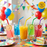 500x Plastsugerør - genanvendeligt sugerør multicolor - bøjekant 5x230mm - genanvendelig (europæisk standard EN12875-1 certificeret)