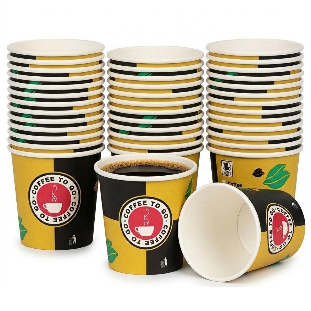 Espressobæger 4 oz guld / 120ml karton - 100/500/1000 stk. engangs