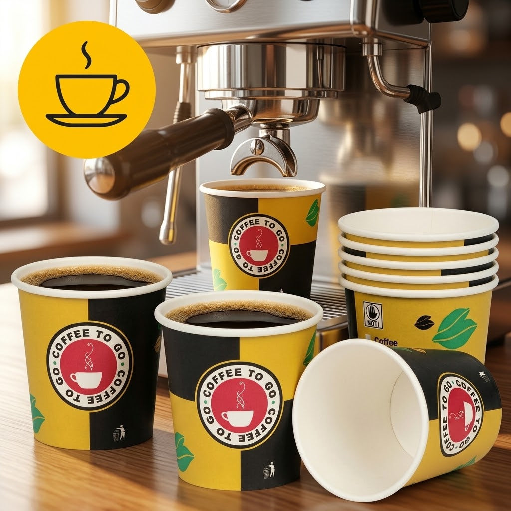 Espressobæger 4 oz guld / 120ml karton - 100/500/1000 stk. engangs