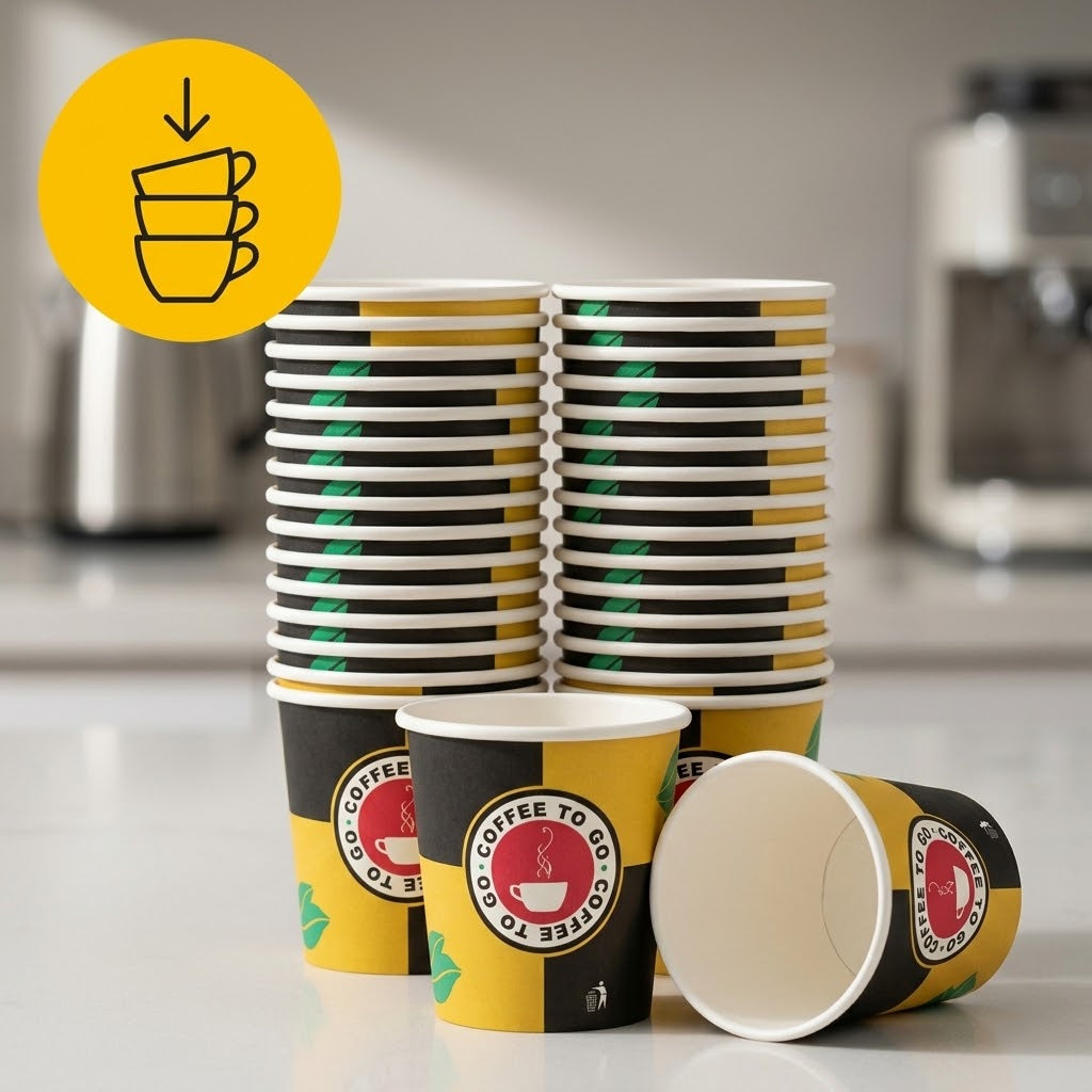 Espressobæger 4 oz guld / 120ml karton - 100/500/1000 stk. engangs