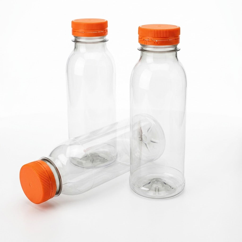 rPET-flaske 250ml med orange hætte | BPA-fri & fødevaresikker - 40 stk.