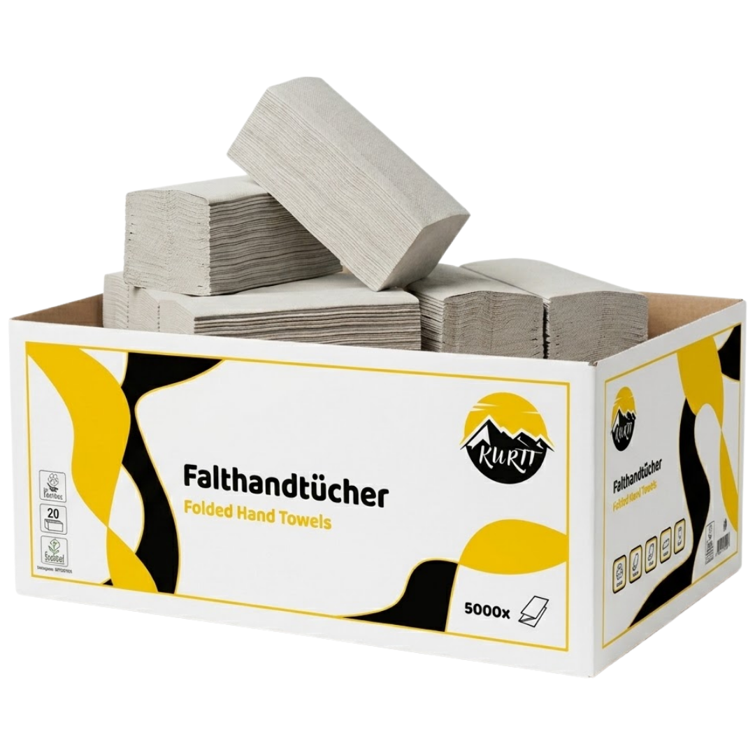 Genbrugs papirhåndklæder Z-fold 1-lags grå – 5000 stk.