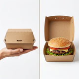 Burgerbakke kraft bølgepap BIO – Stærk burgerboks engangs | Mellem & Stor | 50/100/200 stk.
