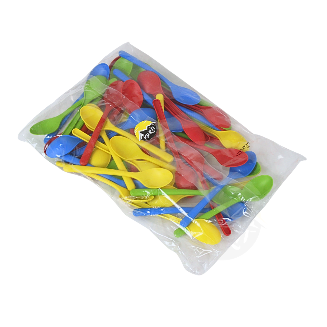 Farvede isskeer af plast, genanvendelige 175 mm - dessertskeer 50 stk.