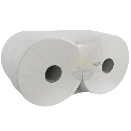 Toiletpapir, toiletpapir, maxi jumbo 380 m, ca. 1000 ark, toiletpapir 6 store ruller med 2-lags cellulose egnet til dispensere.