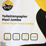 Toiletpapir, toiletpapir, maxi jumbo 380 m, ca. 1000 ark, toiletpapir 6 store ruller med 2-lags cellulose egnet til dispensere.