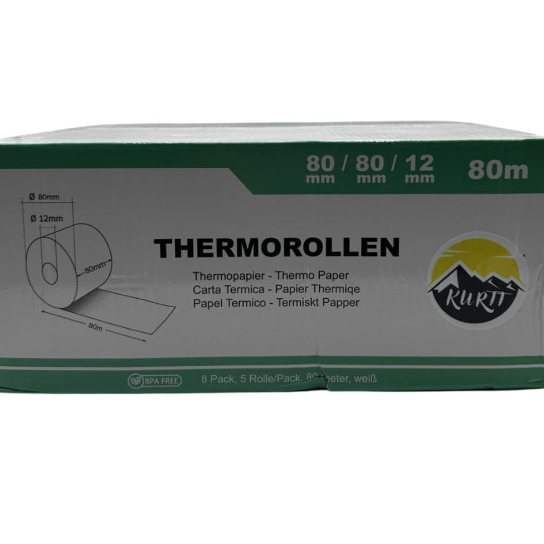 Kasseapparatruller 80x80x12 mm - 40 ruller