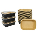 50x Kraft mikrobølgebakker med låg (900ml) - meal prep-bakke - friskholdningsbakker - salatbakker