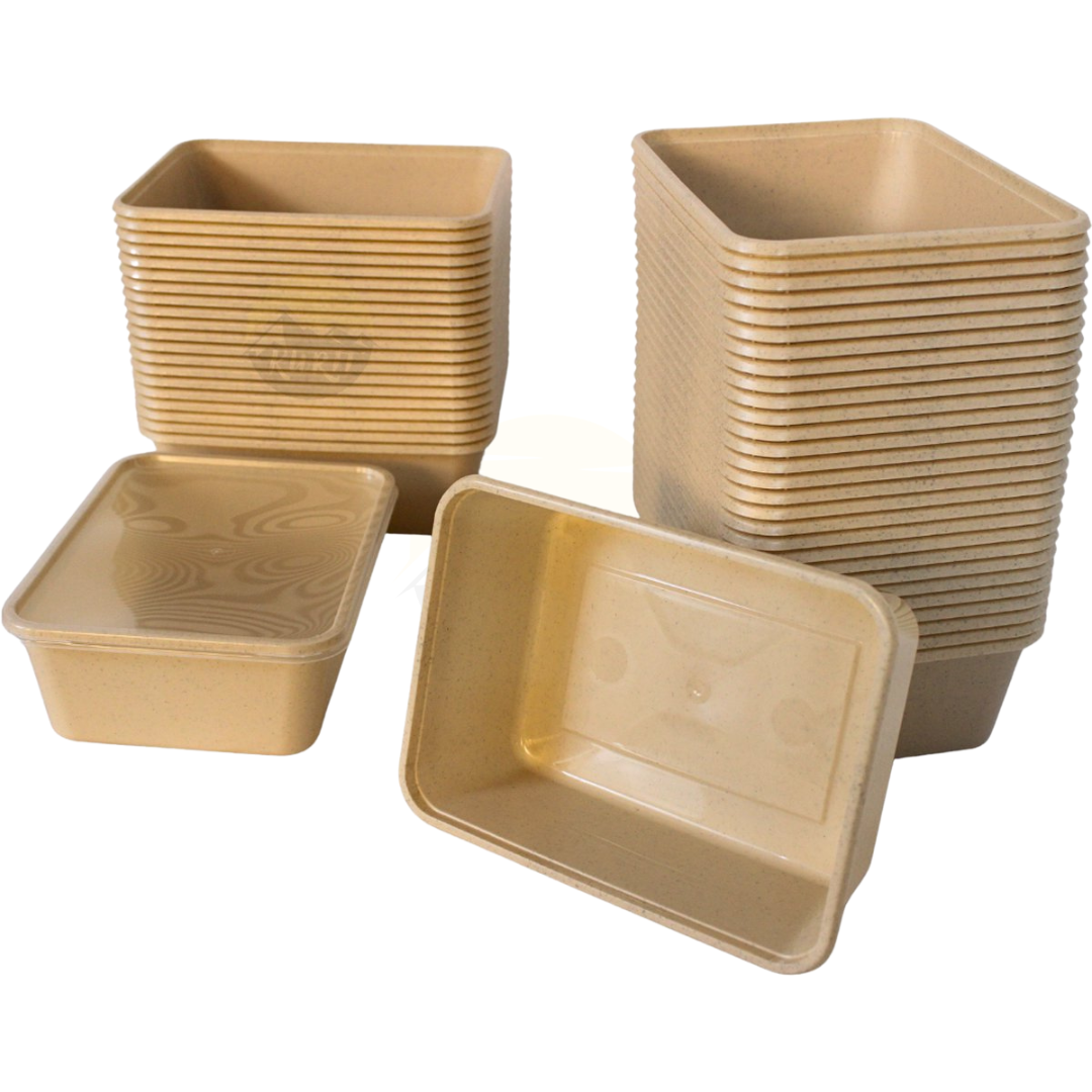 Mikrobølgebeholdere med låg beige 750 ml - 100 stykker