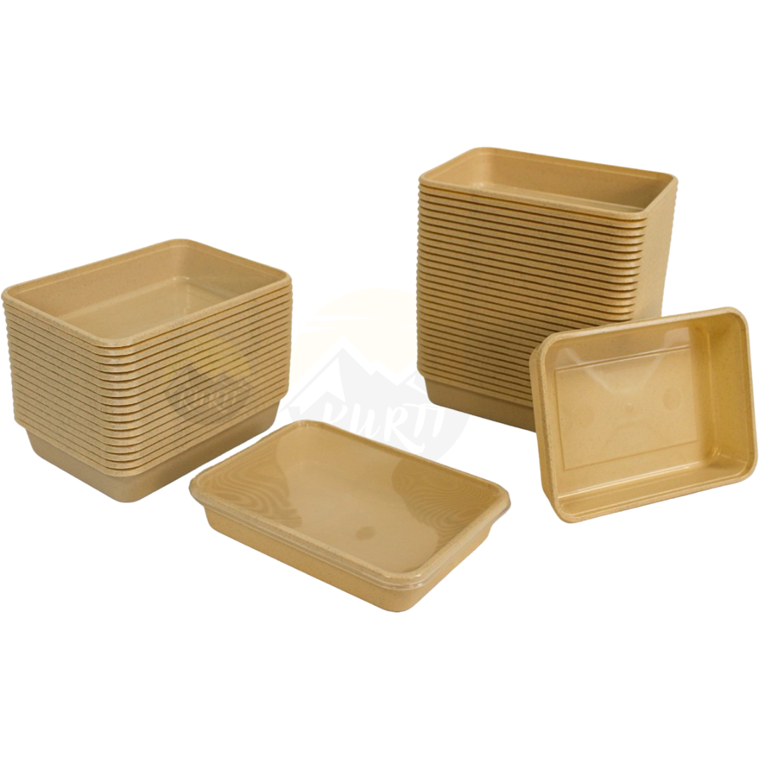 Microwave containers with lids beige 500ML - 50 pieces