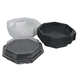APET Octaview Bowl Grey 190x60mm med fast låg | 640ml | 40 stykker | Catering Take-away