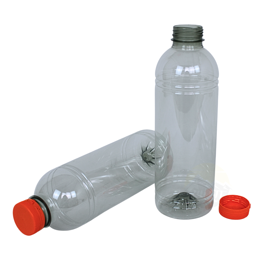 rPET Flesje 1000ml met Oranje Dop | BPA-vrij & Voedselveilig - 15 stuks