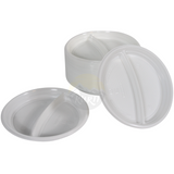 Plastplade Hvid 22 cm 2 rum - 100 stykker inkl. Sup