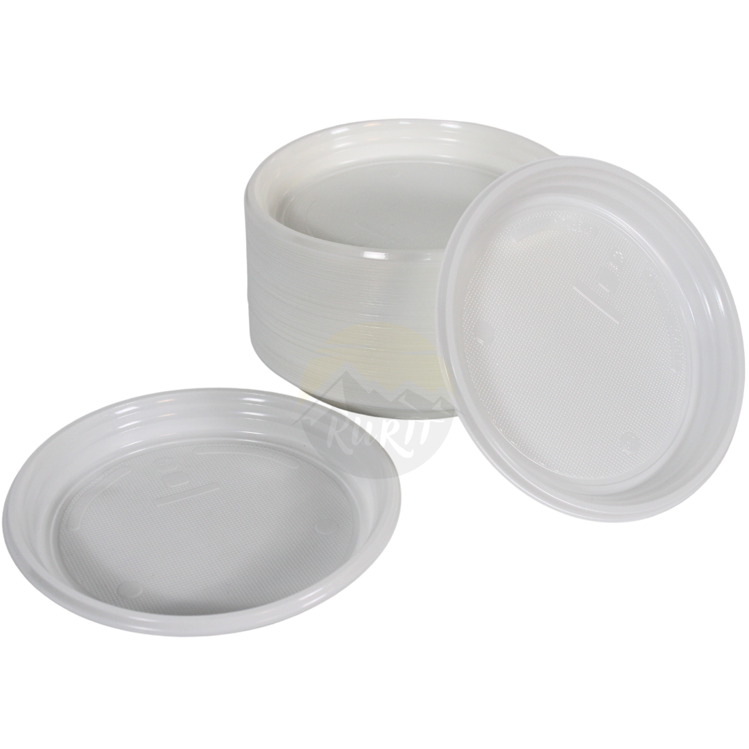 Plastplade Hvid 22 cm udelukket - 100 stykker inkl. Sup