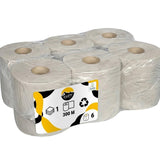 6x pudserulle 300M 1-lags grå (genbrug) pudsepapir dispenser-egnet - absorberer fremragende