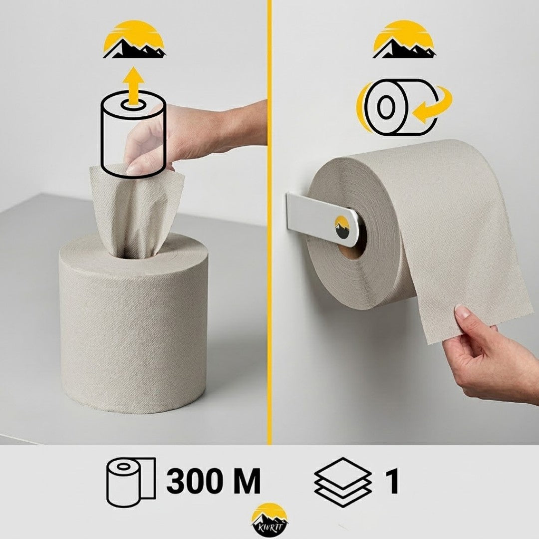 6x pudserulle 300M 1-lags grå (genbrug) pudsepapir dispenser-egnet - absorberer fremragende