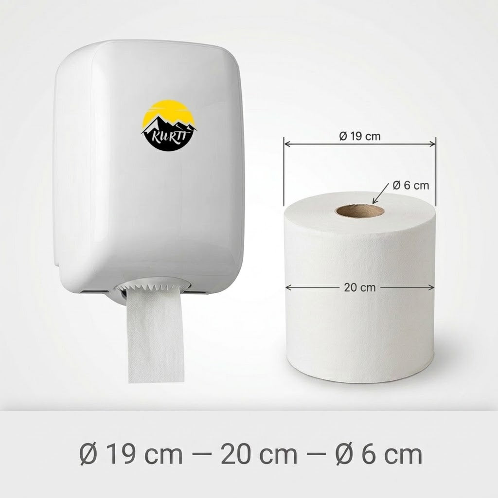 Aftørringsruller cellulose 2-lags 20cm – 6 stk. til dispenser