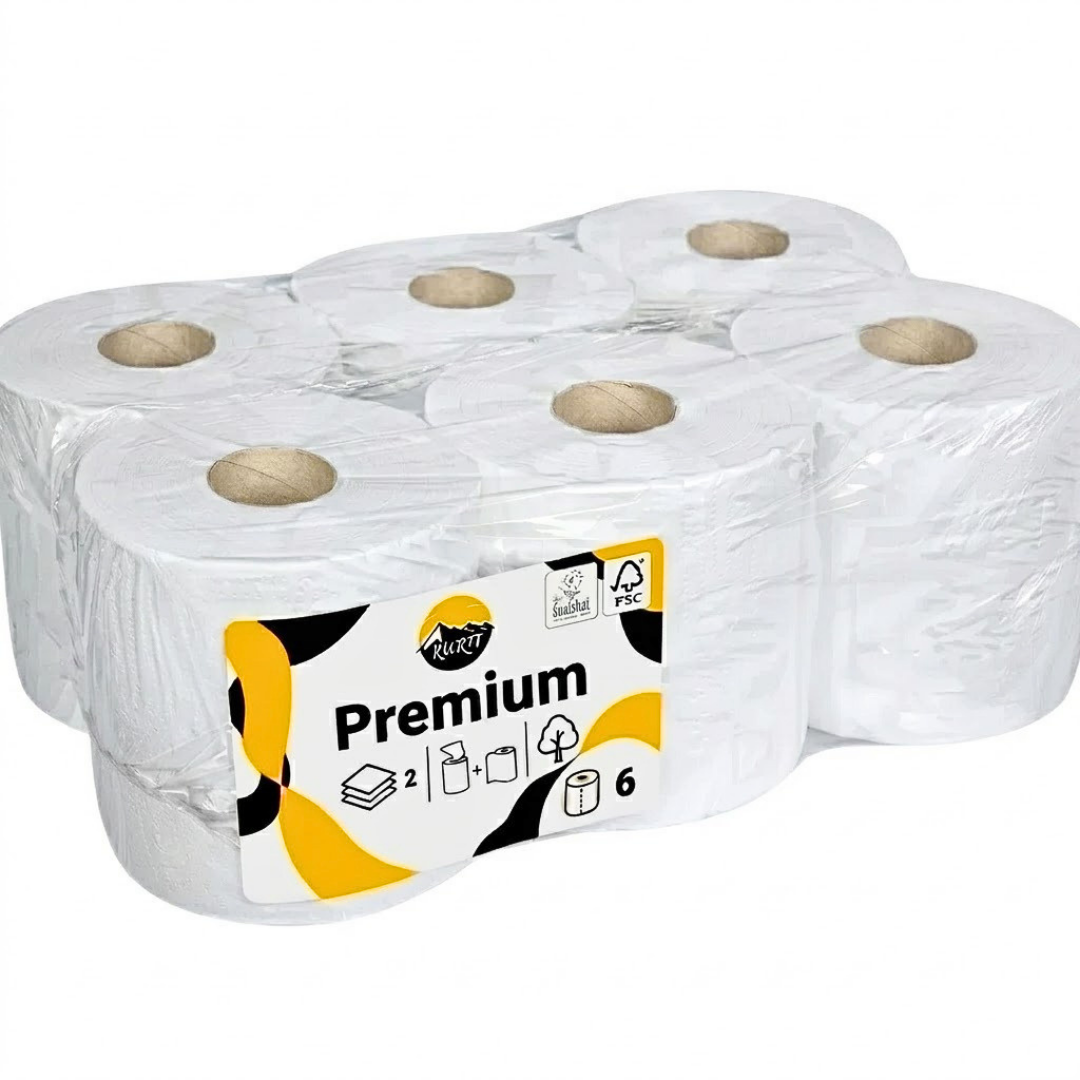 Aftørringsruller cellulose 2-lags 20cm – 6 stk. til dispenser