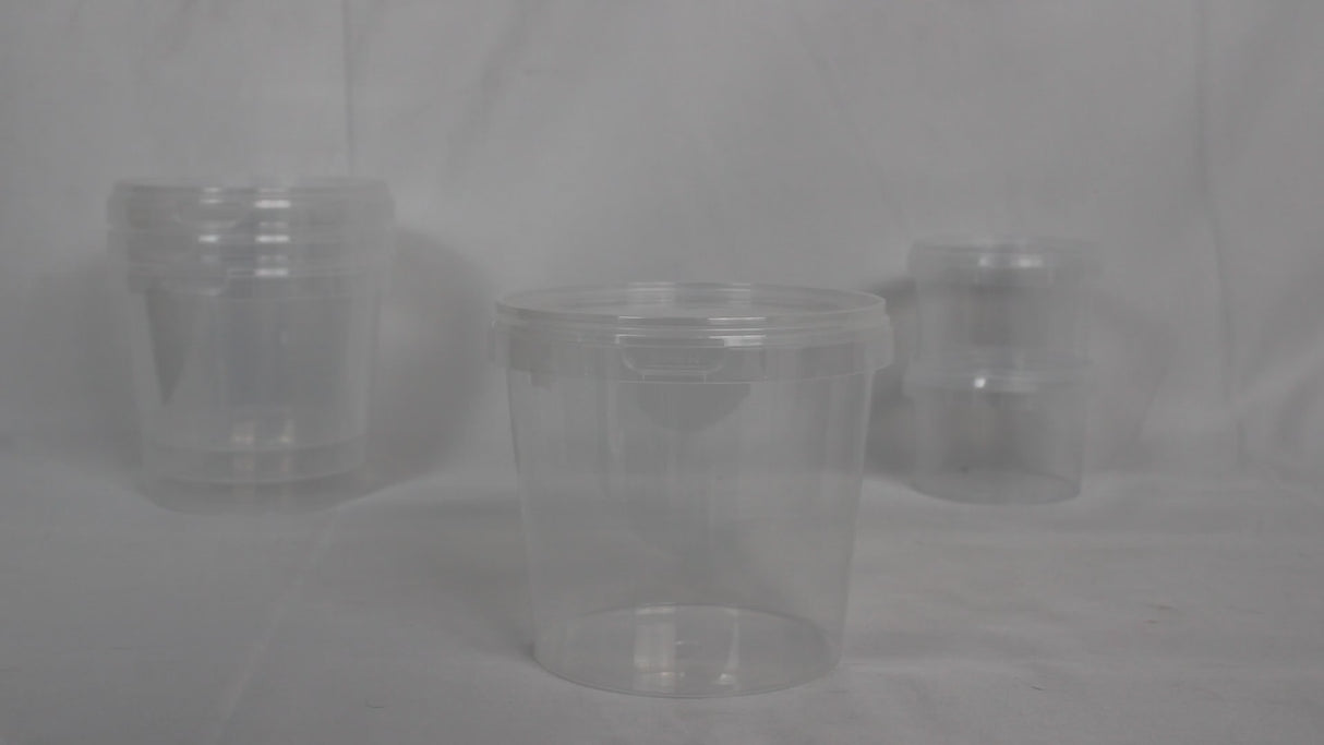 Gennemsigtig rund PP-beholder 1180 ml med manipulationssikkert låg - Ø 133 mm - 170 stk.
