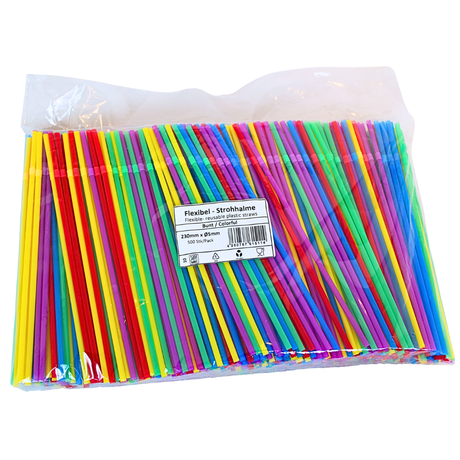 500x Plastiksugerør - genanvendeligt sugerør - bøjet kant 5x230mm - genanvendeligt (europæisk standard EN12875-1 certificeret)