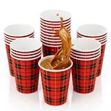 2500x Kaffebægre skotskternet (Scotty) 180ml - Engangsbægre af pap - inklusive sup