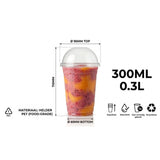 100x Smoothiebægre med låg 300ml Transparent plast