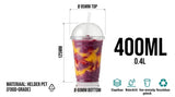 100x smoothiebægre med låg 400ml transparent plast