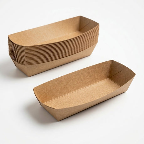 Kraft snackbakker fedttætte – Kraftpapir pommes frites-bakker engangs 7 størrelser | A7 t.o.m. A50 | 50/100/500 stk.