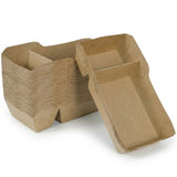 Kraft snackbakker A22 fedttæt med skillevæg – 176x65x35mm kraftpapir pommes frites-bakke | 50/100/500 stk.