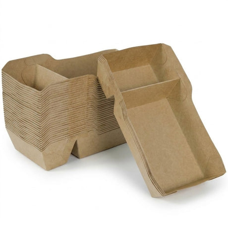 Kraft snackbakker fedttætte – Kraftpapir pommes frites-bakker engangs 7 størrelser | A7 t.o.m. A50 | 50/100/500 stk.