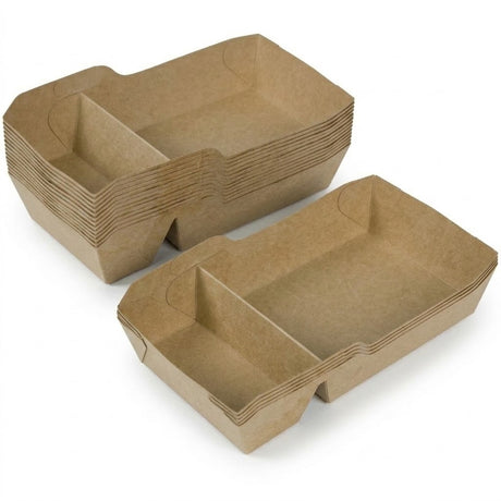 Kraft snackbakker fedttætte – Kraftpapir pommes frites-bakker engangs 7 størrelser | A7 t.o.m. A50 | 50/100/500 stk.