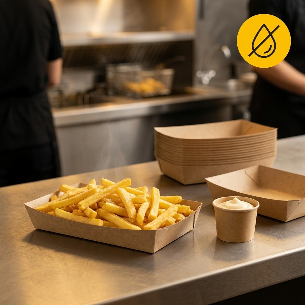 Snackbakker A14 Kraft 189x121x35mm — Pommes Frites Bakker Solidt Kraftpap