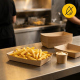 Snackbakker A14 Kraft 189x121x35mm — Pommes Frites Bakker Solidt Kraftpap