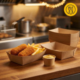Snackbakker A9 - kraft, pommes frites-bakker, kraftpapir 115 x 67 x 40mm