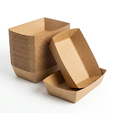 Kraft snackbakker fedttætte – Kraftpapir pommes frites-bakker engangs 7 størrelser | A7 t.o.m. A50 | 50/100/500 stk.