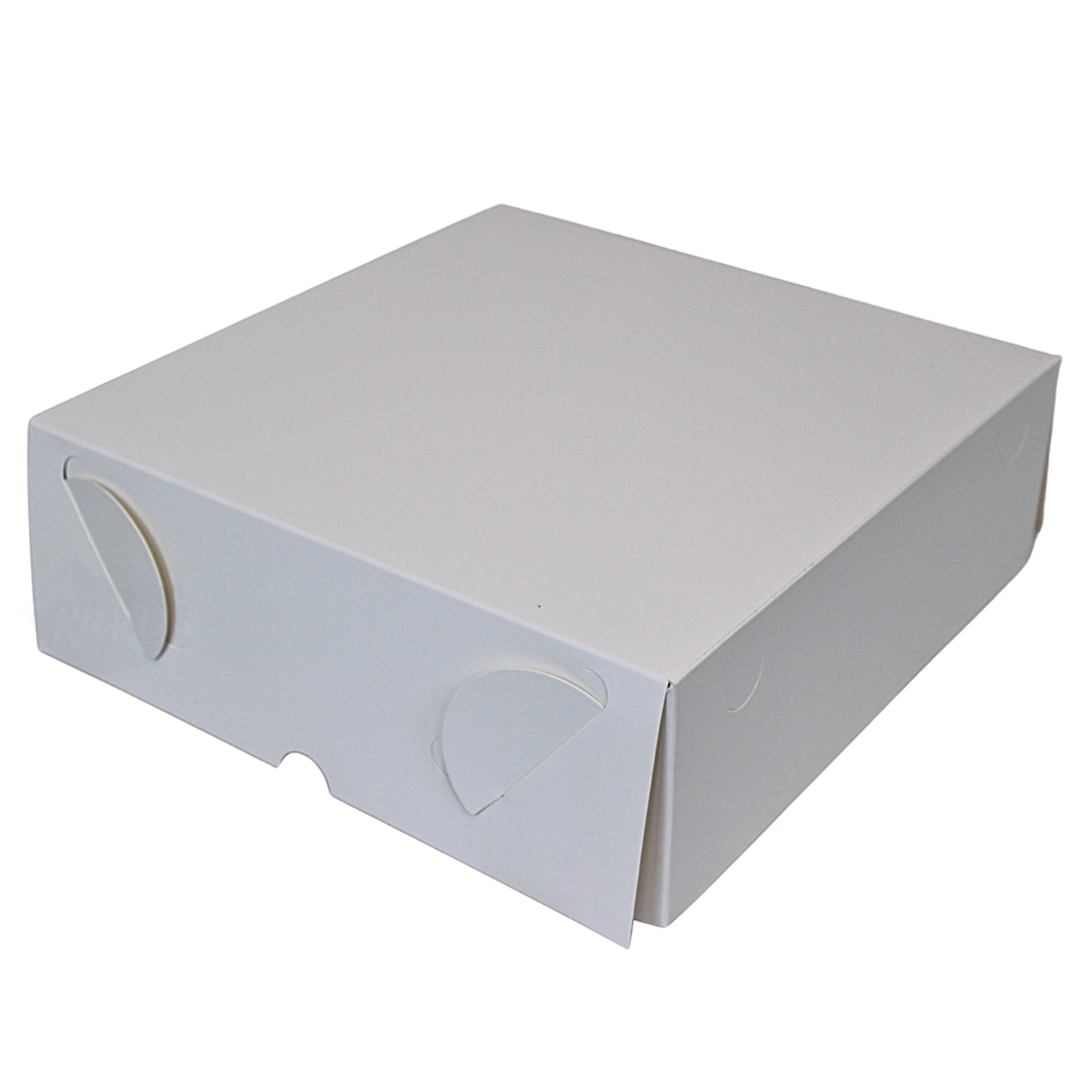 Verzenddoos taart 30x30x10 cm met zwanenhalssluiting FSC® – 50 stuks | Zwanenhalsdoos