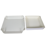 Verzenddoos taart 34x34x8 cm met zwanenhalssluiting FSC® – 50 stuks | Zwanenhalsdoos groot