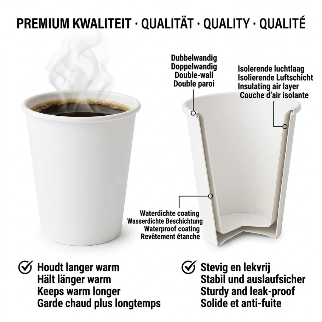 Hvide kaffebægre karton 180ml – 2500 stk. | Automatbæger 70mm | SUP-afgift inkluderet