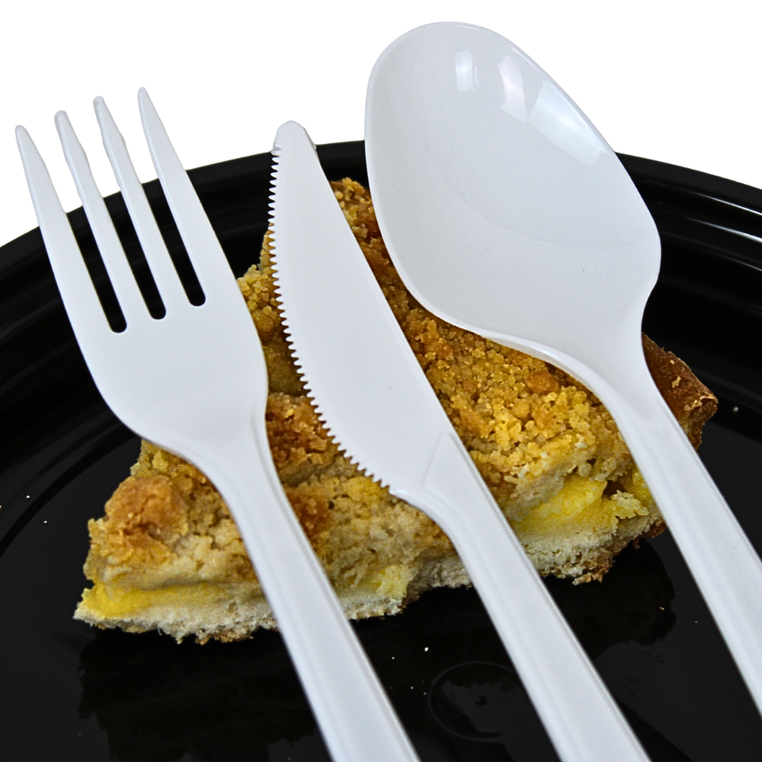 Plastic Bestekset – Vorken, Messen Wit 19cm - wegwerp bestekset