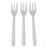Pommes frites-gaffel hvid 130 mm - Snackgaffel af hård plast til engangsbrug | 100/500/1000 stk.