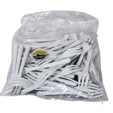 Pommes frites-gaffel hvid 130 mm - Snackgaffel af hård plast til engangsbrug | 100/500/1000 stk.