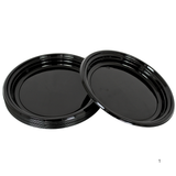 Hårde plasttallerkener 24 cm, sorte - genanvendelige PP-tallerkener - 12 stk.