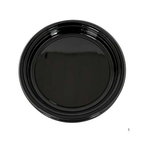 Hårde plasttallerkener 24 cm, sorte - genanvendelige PP-tallerkener - 12 stk.