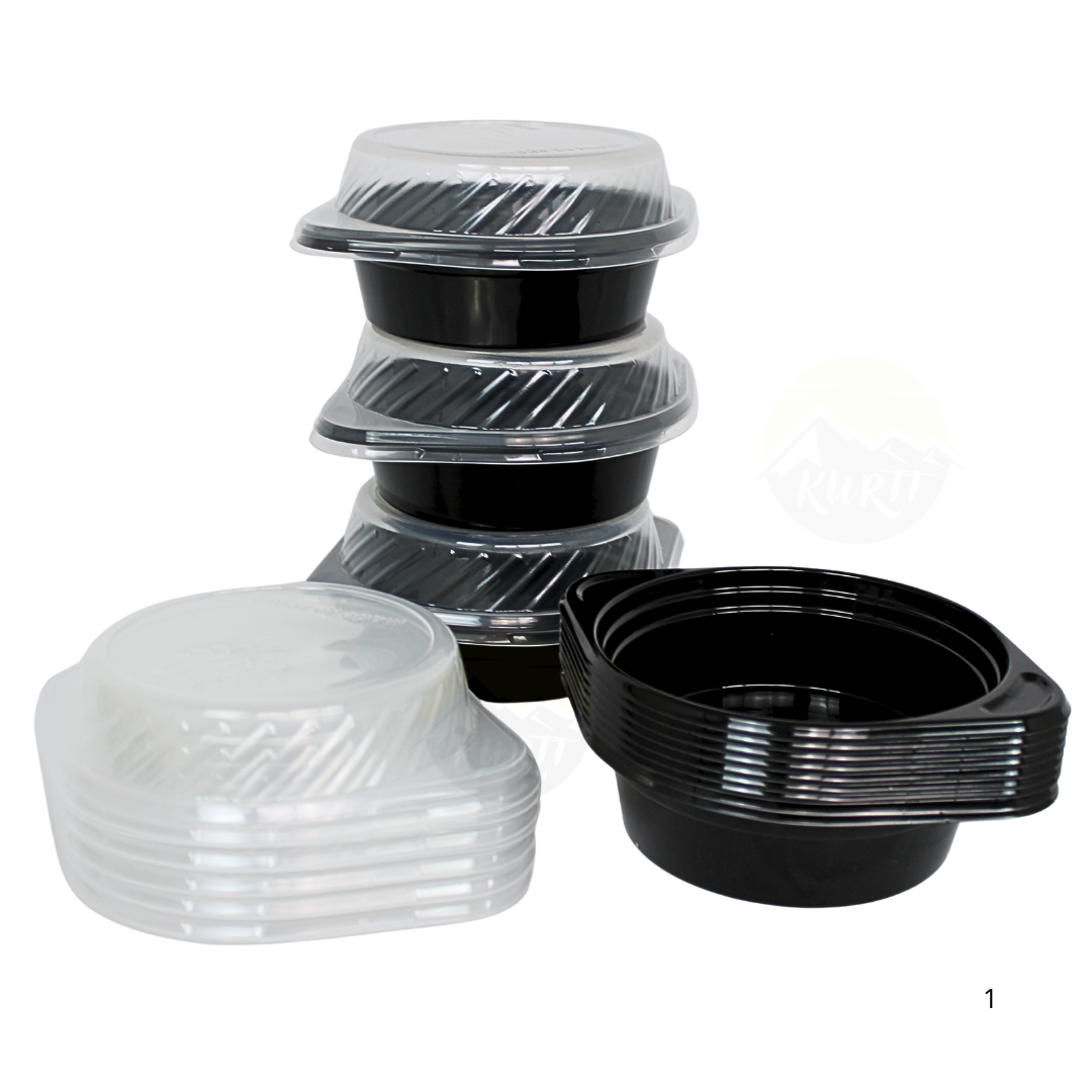 Suppeskåle med låg 500 ml plast - 12 stk. suppekopper til catering - sort